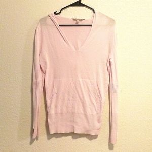 Women's Athleta V-neck light pink lightweight hoodie w front pocket pouch XS